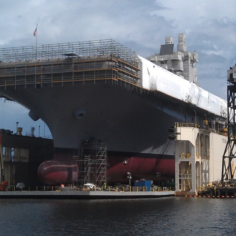 USS Iwo Jima under repair